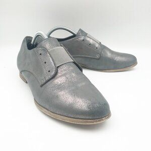 MIA Eleanor Slip On Laceless Oxford Loafers Shoes Gray Silver Shimmer Womens 8